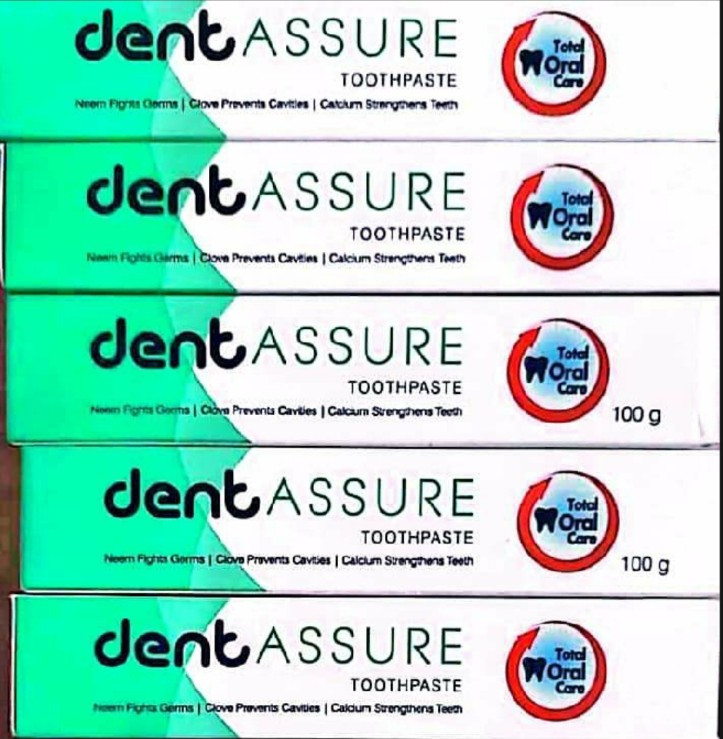 Dent Assure Toothpaste 100g1 NDIAN Buy 2pcs get a toothbrush Free .with Neem,Clove & Calcium Enriched INDIA so